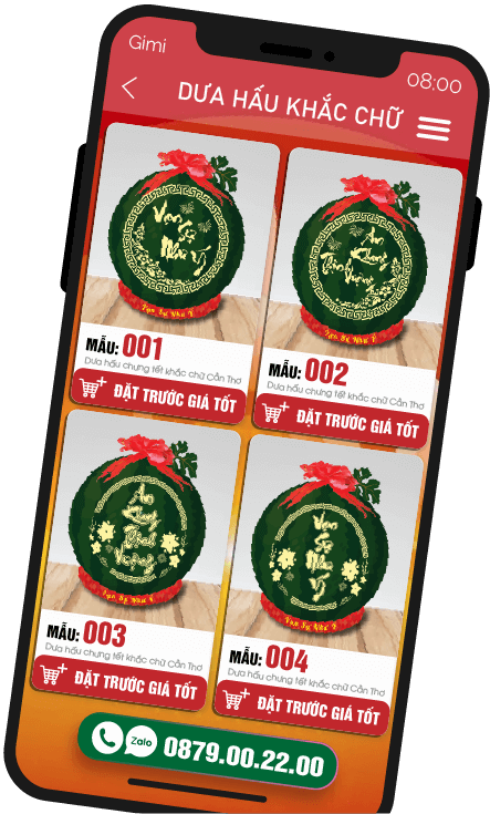 Điện thoại đặt hàng dưa hấu khắc chữ Cần Thơ
